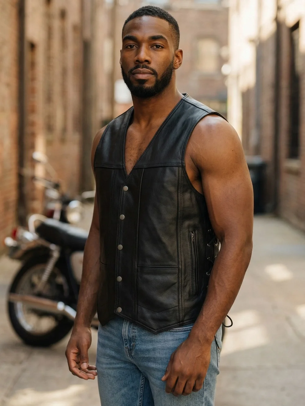 Dream Apparel/Men’s Soft Plain Naked Cowhide Leather Motorcycle Vest/SIZE: 58